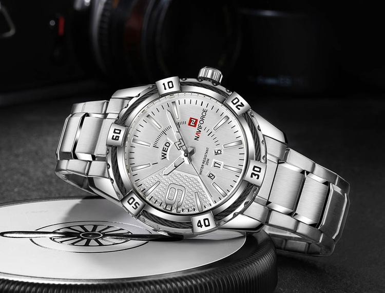 Herrklocka NaviForce Fine Business. Steel / Silver / Steel. Quartz Japan