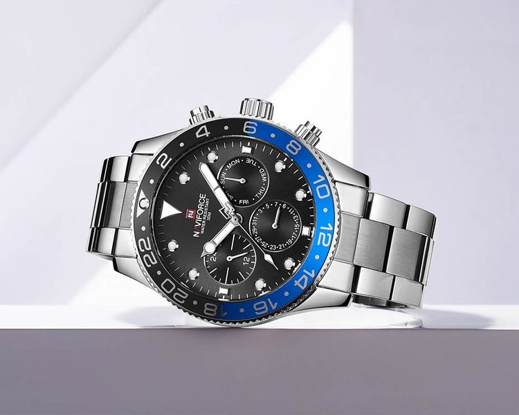 Herrklocka NaviForce Mega. Steel / Black. Quartz Japan