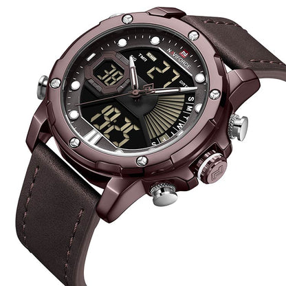 Herrklocka NaviForce Empire.  Brown / Brown. Leather Brown. Quartz Japan
