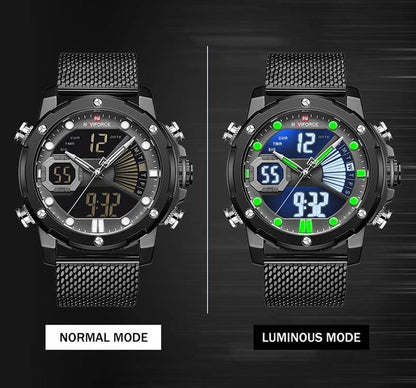 Herrklocka NaviForce Superb. Black / Grey. Mesh Black. Quartz Japan