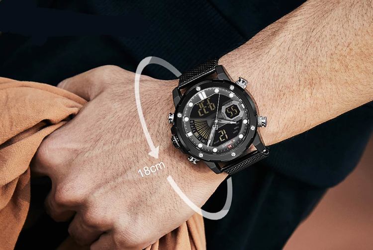 Herrklocka NaviForce Superb. Black / Grey. Mesh Black. Quartz Japan