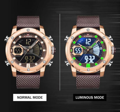 Herrklocka NaviForce Superb. Rose / Brown. Mesh Brown. Quartz Japan