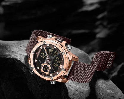 Herrklocka NaviForce Superb. Rose / Brown. Mesh Brown. Quartz Japan