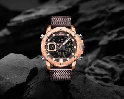 Herrklocka NaviForce Superb. Rose / Brown. Mesh Brown. Quartz Japan