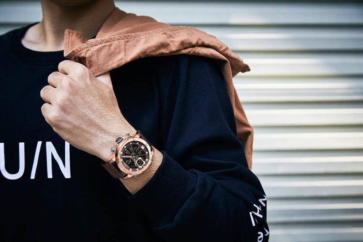 Herrklocka NaviForce Superb. Rose / Brown. Mesh Brown. Quartz Japan