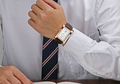 Herrklocka Wwoor Fantastic.  Rose / White. Leather Brown. Quartz Japan