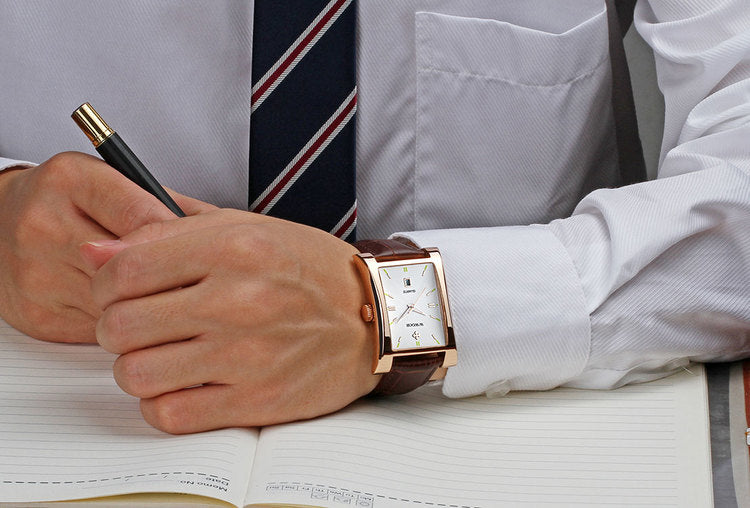 Herrklocka Wwoor Fantastic.  Rose / White. Leather Brown. Quartz Japan