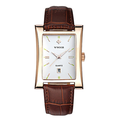 Herrklocka Wwoor Fantastic.  Rose / White. Leather Brown. Quartz Japan
