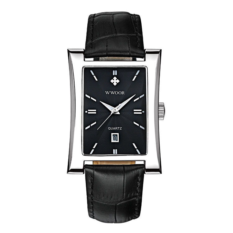 Herrklocka Wwoor Fantastic.  Steel / Black. Leather Black. Quartz Japan