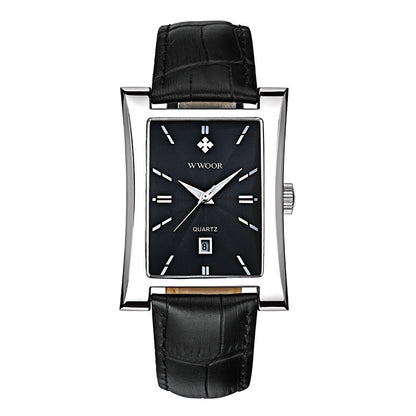 Herrklocka Wwoor Fantastic.  Steel / Black. Leather Black. Quartz Japan