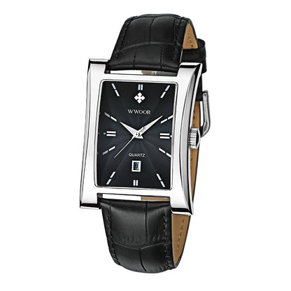 Herrklocka Wwoor Fantastic.  Steel / Black. Leather Black. Quartz Japan