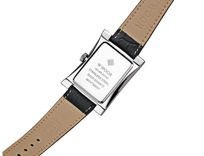 Herrklocka Wwoor Fantastic.  Steel / Black. Leather Black. Quartz Japan
