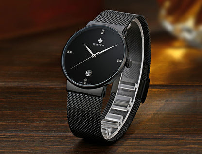 Herrklocka WWoor Classic. Black / Black. Mesh Black. Quartz Japan