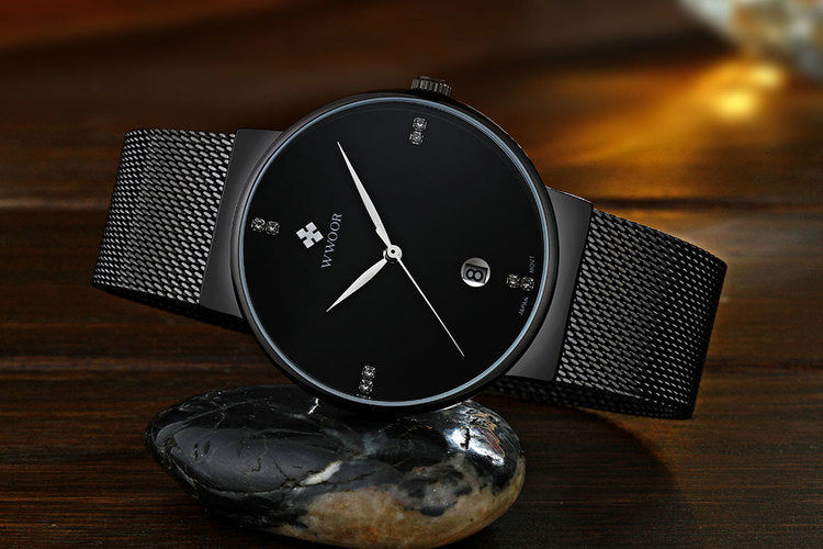 Herrklocka WWoor Classic. Black / Black. Mesh Black. Quartz Japan