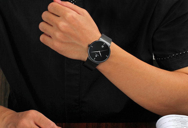 Herrklocka WWoor Classic. Black / Black. Mesh Black. Quartz Japan