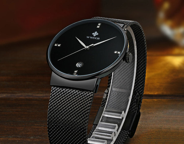 Herrklocka WWoor Classic. Black / Black. Mesh Black. Quartz Japan