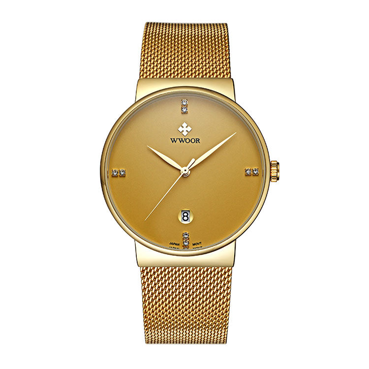 Herrklocka WWoor Classic. Gold / Gold. Mesh Gold. Quartz Japan