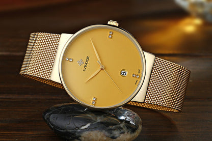 Herrklocka WWoor Classic. Gold / Gold. Mesh Gold. Quartz Japan