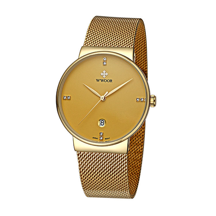 Herrklocka WWoor Classic. Gold / Gold. Mesh Gold. Quartz Japan