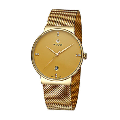 Herrklocka WWoor Classic. Gold / Gold. Mesh Gold. Quartz Japan