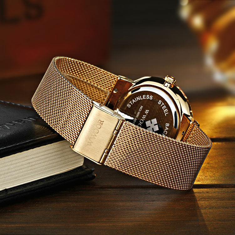 Herrklocka WWoor Classic. Gold / Gold. Mesh Gold. Quartz Japan