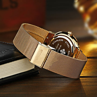 Herrklocka WWoor Classic. Gold / Gold. Mesh Gold. Quartz Japan