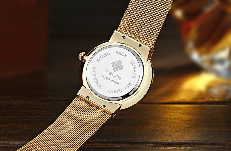 Herrklocka WWoor Classic. Gold / Gold. Mesh Gold. Quartz Japan