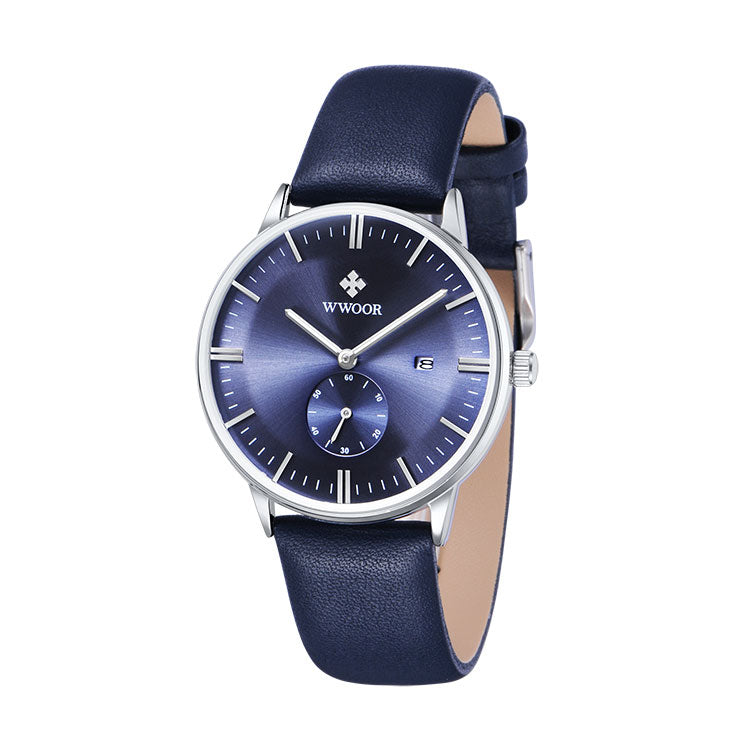 Herrklocka Wwoor Korfu.  Blue / Blue. Leather Blue. Quartz Japan