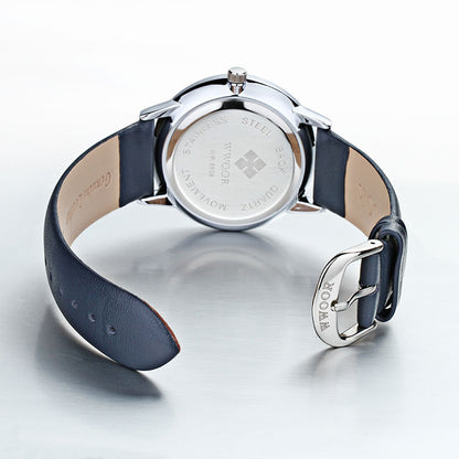 Herrklocka Wwoor Korfu.  Blue / Blue. Leather Blue. Quartz Japan
