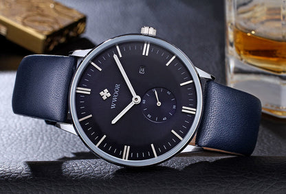 Herrklocka Wwoor Korfu.  Blue / Blue. Leather Blue. Quartz Japan