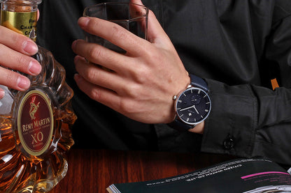 Herrklocka Wwoor Korfu.  Blue / Blue. Leather Blue. Quartz Japan