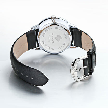 Herrklocka Wwoor Korfu. Black / Black. Leather Black. Quartz Japan