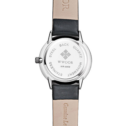 Herrklocka Wwoor Korfu. Black / Black. Leather Black. Quartz Japan