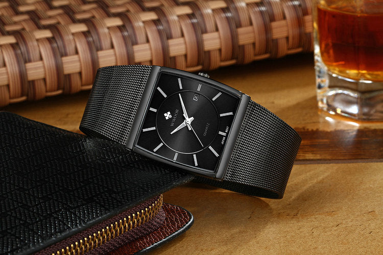Herrklocka Wwoor Cannes.  Black / Black. Mesh Black. Quartz Japan