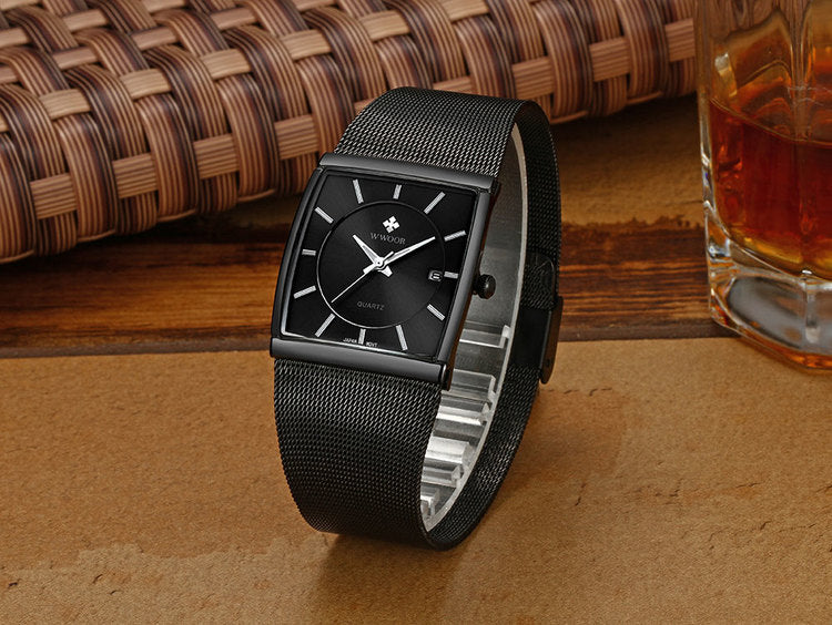 Herrklocka Wwoor Cannes.  Black / Black. Mesh Black. Quartz Japan