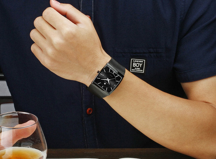 Herrklocka Wwoor Cannes.  Black / Black. Mesh Black. Quartz Japan