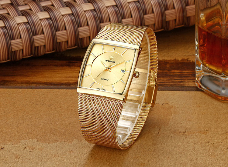 Herrklocka Wwoor Cannes. Gold / Gold. Mesh Gold. Quartz Japan