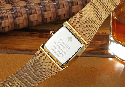 Herrklocka Wwoor Cannes. Gold / Gold. Mesh Gold. Quartz Japan