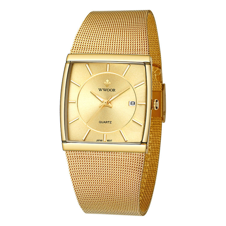Herrklocka Wwoor Cannes. Gold / Gold. Mesh Gold. Quartz Japan