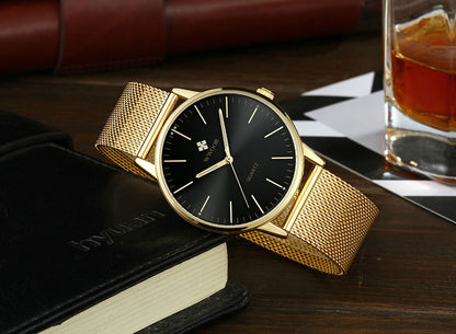 Herrklocka Wwoor Classico. Gold / Black. Mesh Gold. Quartz Japan