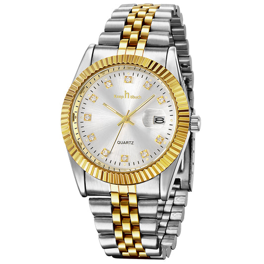 Herrklocka Exklusive Sir, Gold / White / Steel Quartz Japan