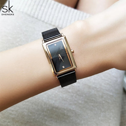 Damklocka SK Florence Rose / Black Mesh Black Quartz Japan