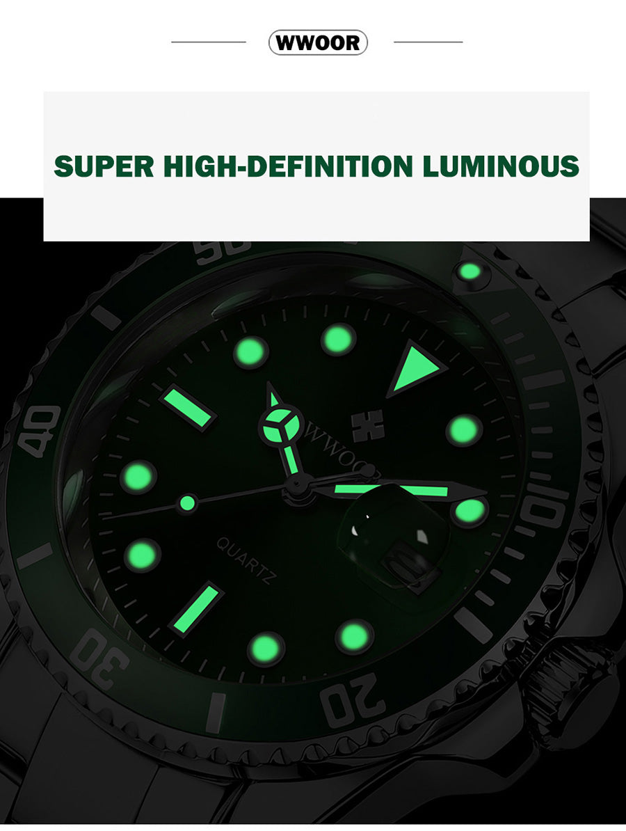 Herrklocka Wwoor Mariner, Steel / Green / Steel, Quartz Japan