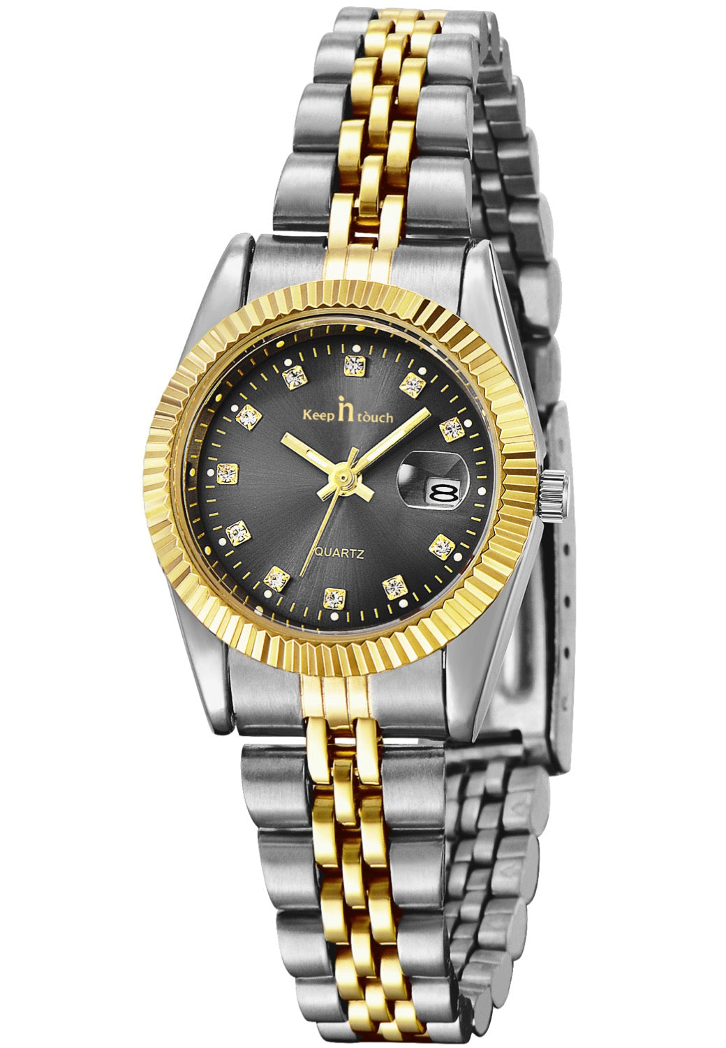 Damklocka Exklusive Queen, Gold / Black / Steel-Gold, Quartz Japan