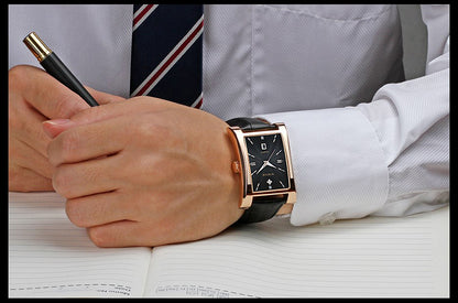 Herrklocka Wwoor Fantastic, Red-Gold / Black, Leather Black, Quartz Japan