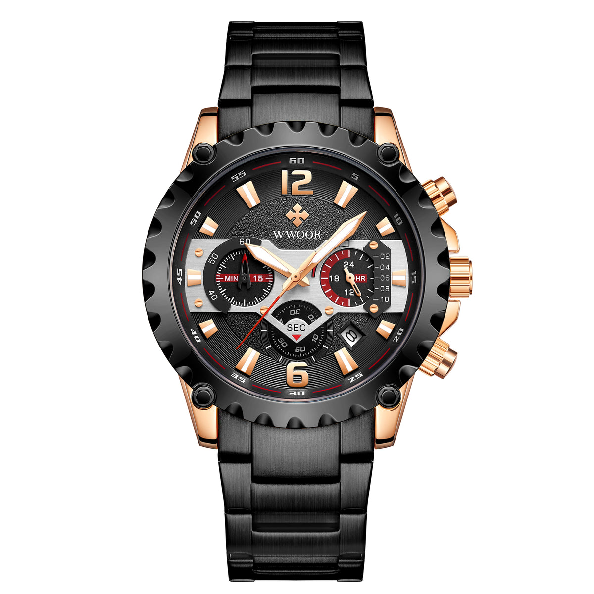 Herrklocka Wwoor Hunter, Rose / Black / Black, Quartz Japan