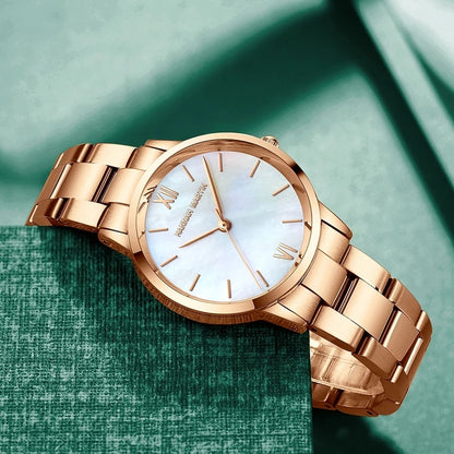 Hannah Martin Akoya Pearl. Rose / White. Länk Rose. Japan Quartz