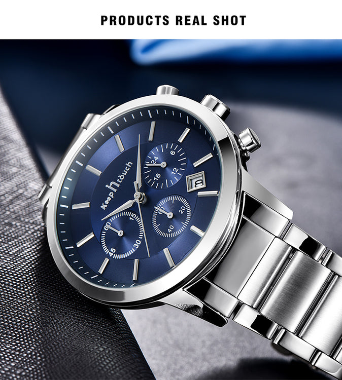 Keep in Touch Disponent Blue/ Steel. Länk Stainless steel. Japan Quartz