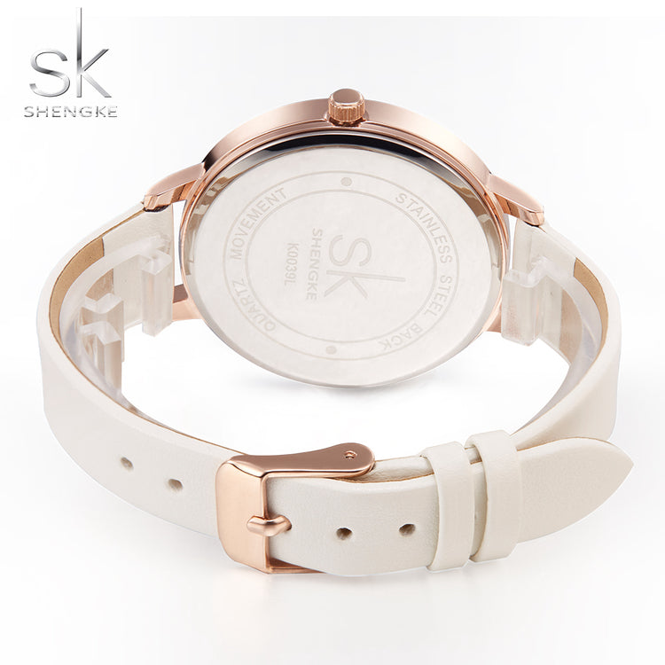 Damklocka SK Just in Time. Gold / Pink. Leather Brown. Japan Quartz