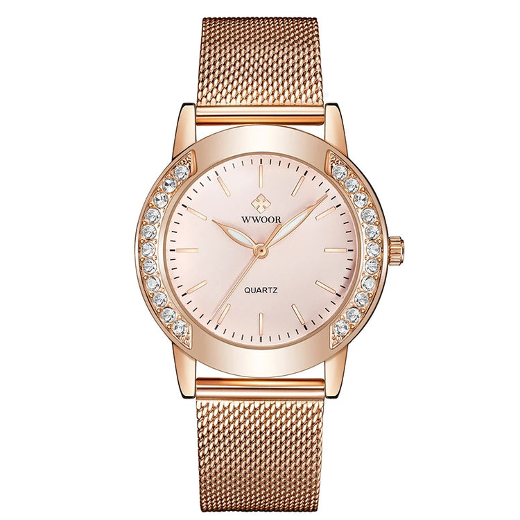 Wwoor Beauti Diamond. Rose´ / Pink. Mesh Rose. Japan Quartz